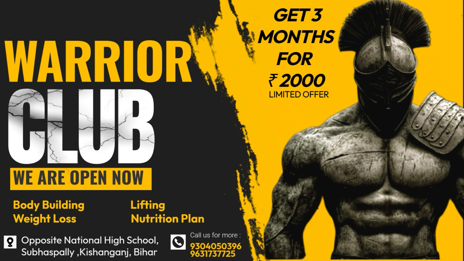 Warrior Club The Gym limited offer poster